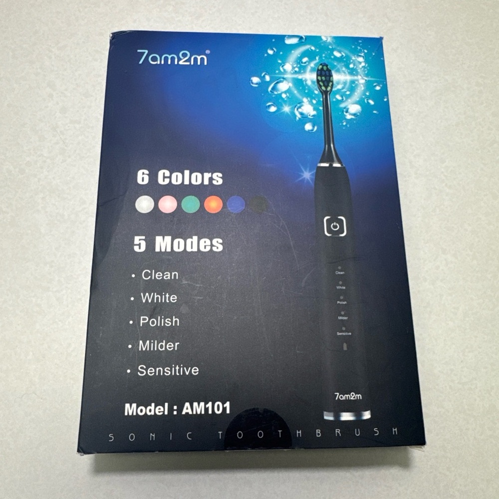 7am2m Black Sonic Electric Toothbrush